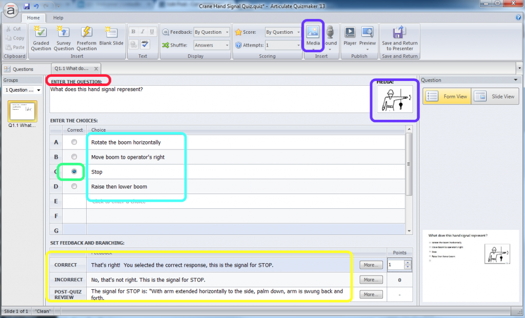 Creating a Multiple Choice Question in Articulate Quizmaker