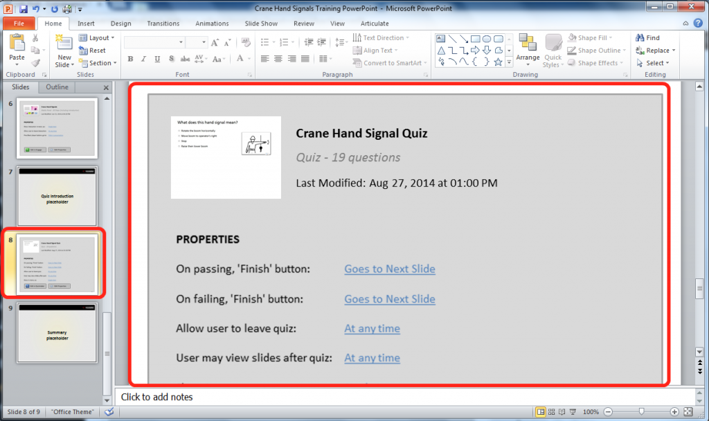 Your Quiz Will Appear as a Single Slide in Your PowerPoint