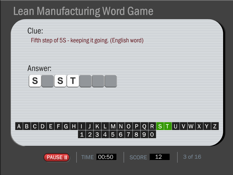 Lean Manufacturing Word Game Image