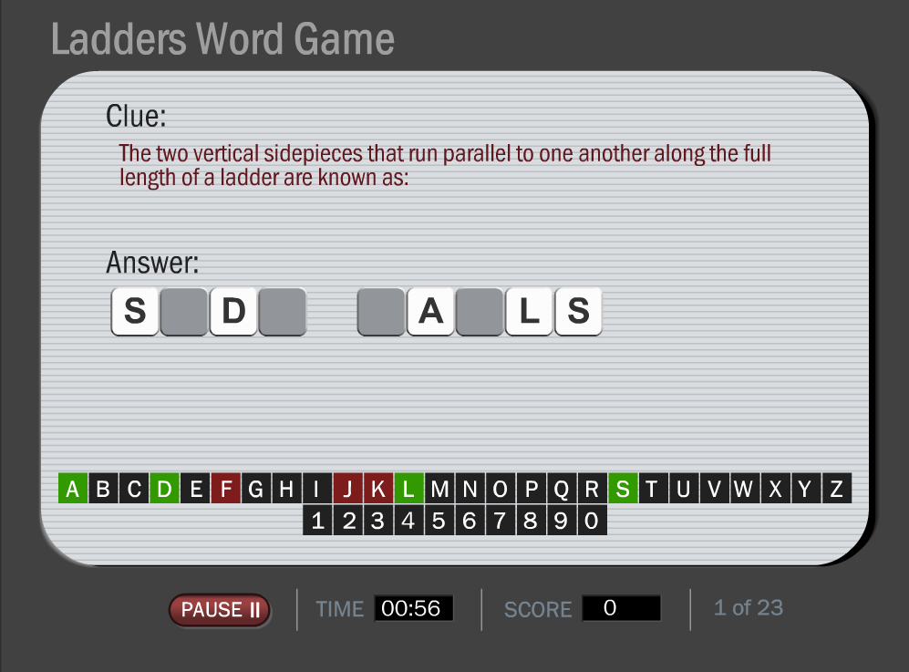 Ladder Safety Word Game Image