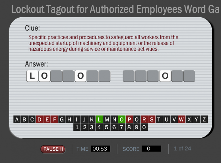 Fun LockoutTagout Training Game (for Authorized Employees)