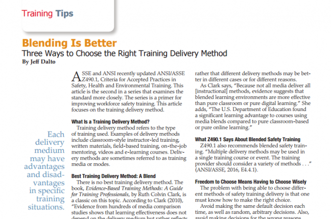 Safety Training Delivery Method Image