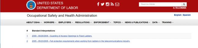 OSHA Ladders Letters of Interpretation Image